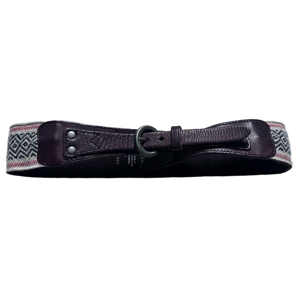 dELiA*s Brown Leather and Black/White Woven Accent Belt